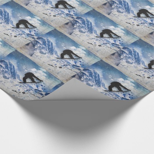 Snowboarder im Flug Geschenkpapier (Ecke)