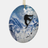 Snowboarder im Flug Keramik Ornament (Rechts)
