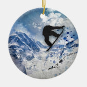 Snowboarder im Flug Keramik Ornament (Vorne)