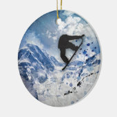 Snowboarder im Flug Keramik Ornament (Links)