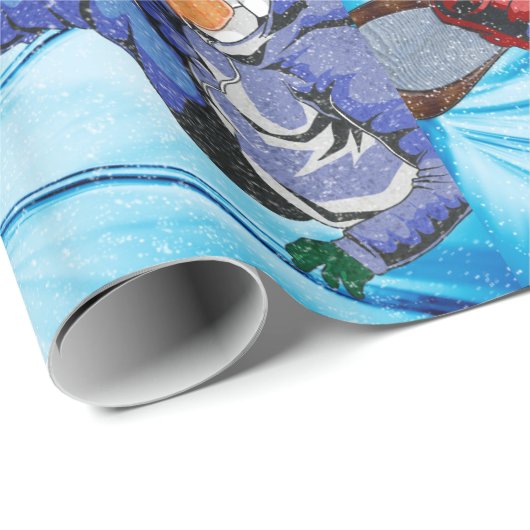 Snowboarder im nervösen Schneesturm Geschenkpapier (Rolleneckpunkt)