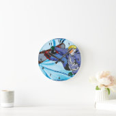 Snowboarder im nervösen Schneesturm Runde Wanduhr (Zuhause)