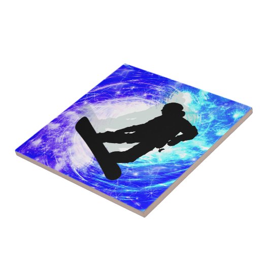 Snowboarder im Whiteout Fliese (Seite)