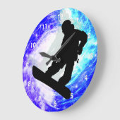 Snowboarder im Whiteout Große Wanduhr (Winkel)