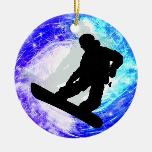 Snowboarder im Whiteout Keramikornament (Vorne)