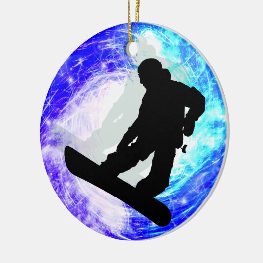 Snowboarder im Whiteout Keramikornament (Links)