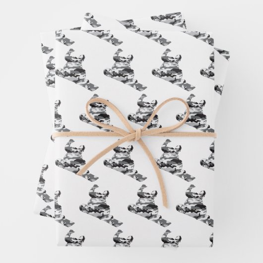 Snowboarder in Camouflage Gray Geschenkpapier Set (Beispiel)