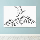 Snowboarder in den Bergen, 02 Leinwanddruck (Insitu (Holzboden))