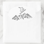 Snowboarder in den Bergen, 02 Ovaler Aufkleber (Tasche)