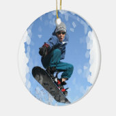 Snowboarder in der Schnee-Verzierung Keramik Ornament (Links)