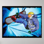 Snowboarder in Edgy Snowstorm Poster (Vorne)