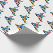 Snowboarder in einer psychedelischen Zebra-Printwe Geschenkpapier (Ecke)