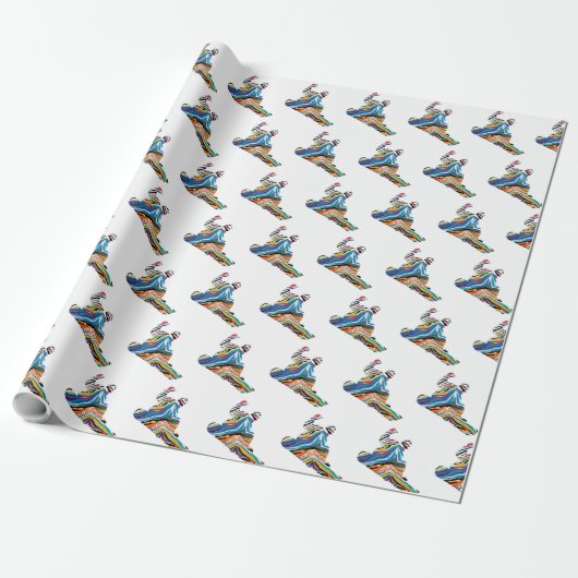 Snowboarder in Psychedelic Cheetah Pattern Geschenkpapier (Ungerollt)