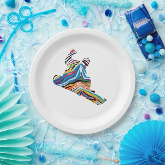 Snowboarder in Psychedelic Zebra Pappteller (Party)