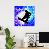 Snowboarder in Whiteout Poster (Heimbüro)