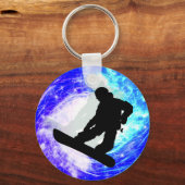 Snowboarder in Whiteout Schlüsselanhänger (Vorderseite)