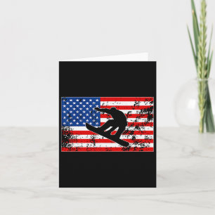 Snowboarder Jumping US-amerikanische Flagge Snowbo Karte