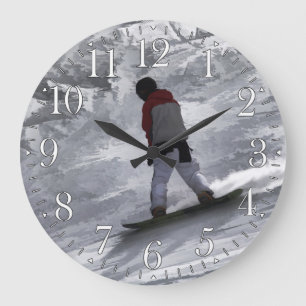 Snowboarder "just cruisin'" Winter Sports Gift Große Wanduhr