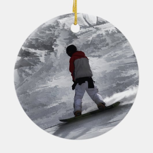 Snowboarder "Just cruisin" Wintersportgeschenk Keramikornament (Hinten)