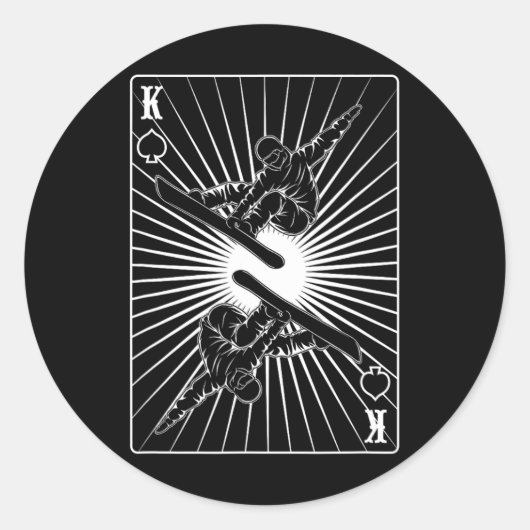 Snowboarder King Freestyle Mountains Snowboarden Runder Aufkleber (Vorderseite)