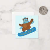 Snowboarder lustiger Bär Mitteilungskarte (Vorderseite/Rückseite Beispiel)