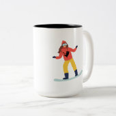 Snowboarder mit einer Katzenjacke Zweifarbige Tasse (VorderseiteRechts)