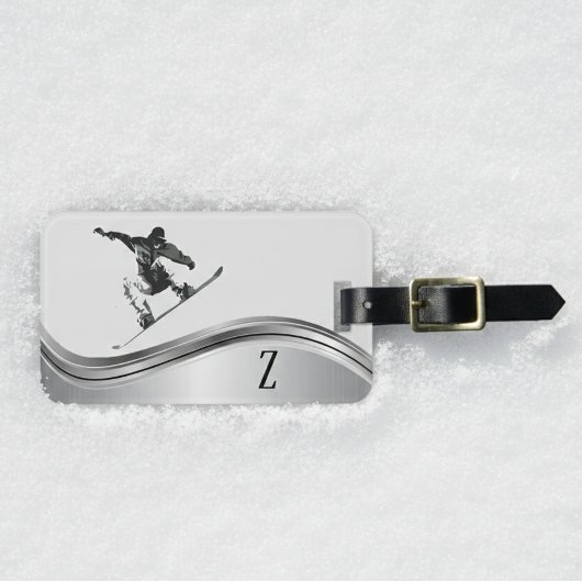 Snowboarder Monogram Silver Snowboard Gepäckanhänger