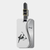Snowboarder Monogram Silver Snowboard Gepäckanhänger (Vorderseite vertikal)