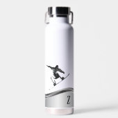 Snowboarder Monogram Silver Snowboard Trinkflasche (Vorne)
