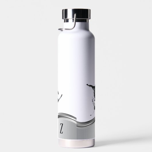 Snowboarder Monogram Silver Snowboard Trinkflasche (Rechts)