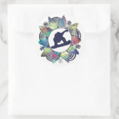 Snowboarder Mountain Blume Runder Aufkleber (Tasche)