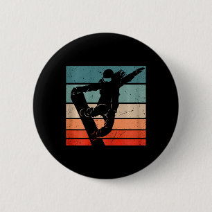 Snowboarder Mountain Skipiste Retro Snowboarden Button