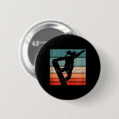 Snowboarder Mountain Skipiste Retro Snowboarden Button (Vorne & Hinten)
