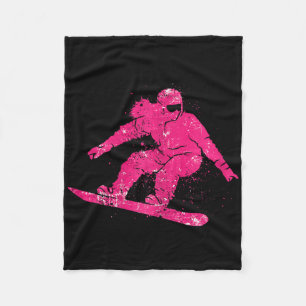 Snowboarder Mountain Skipiste Retro Snowboarden Fleecedecke