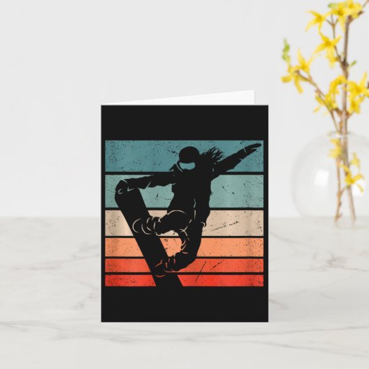Snowboarder Mountain Skipiste Retro Snowboarden Karte (Gelbe Blume)