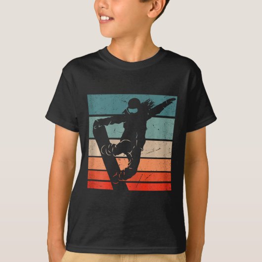 Snowboarder Mountain Skipiste Retro Snowboarden T-Shirt (Vorderseite)