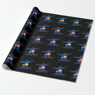 Snowboarder-Papier für die Colorado-Flagge Geschenkpapier