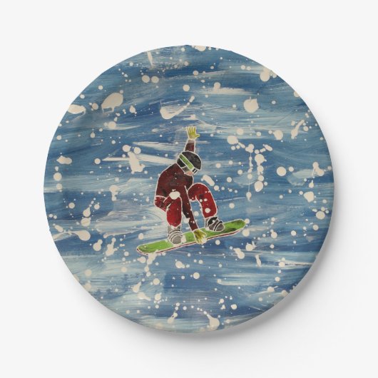 Snowboarder Pappteller (Vorderseite)