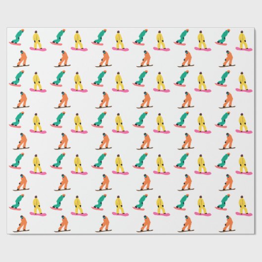 Snowboarder Pattern Holiday Xmas Geschenkpapier (Flach)