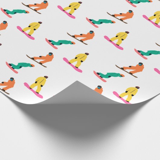 Snowboarder Pattern Holiday Xmas Geschenkpapier (Ecke)