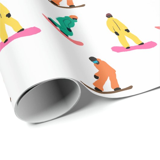 Snowboarder Pattern Holiday Xmas Geschenkpapier (Rolleneckpunkt)