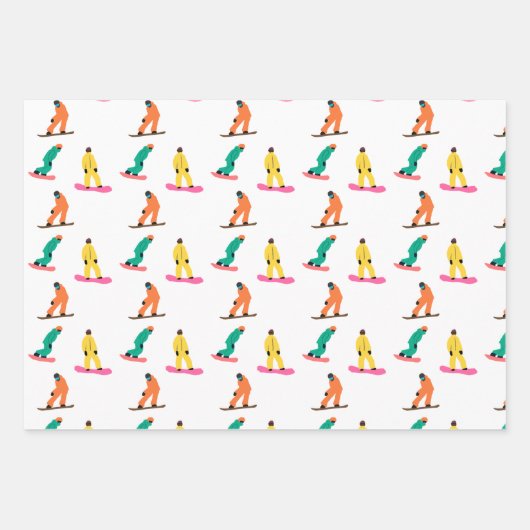 Snowboarder Pattern Holiday Xmas Geschenkpapier Set (Vorderseite 3)
