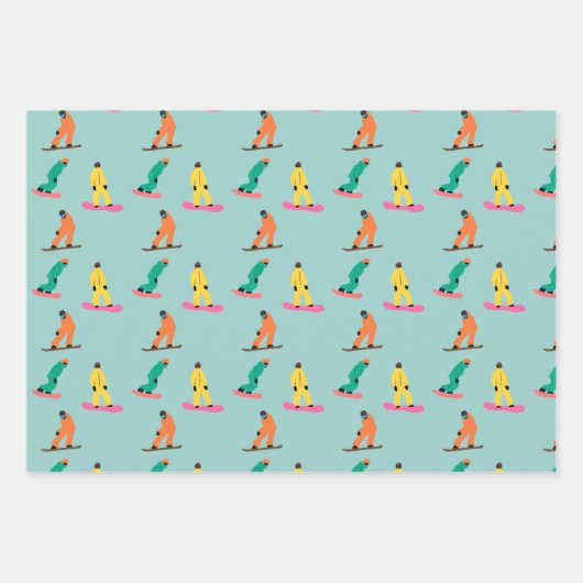 Snowboarder Pattern Holiday Xmas Geschenkpapier Set (Vorderseite 2)