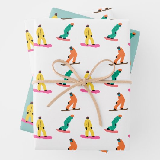Snowboarder Pattern Holiday Xmas Geschenkpapier Set (Beispiel)