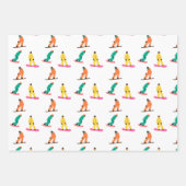 Snowboarder Pattern Holiday Xmas Geschenkpapier Set (Vorderseite)