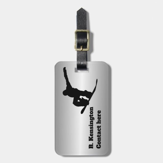 Snowboarder Personalisiert Gepäckanhänger (Vorderseite vertikal)