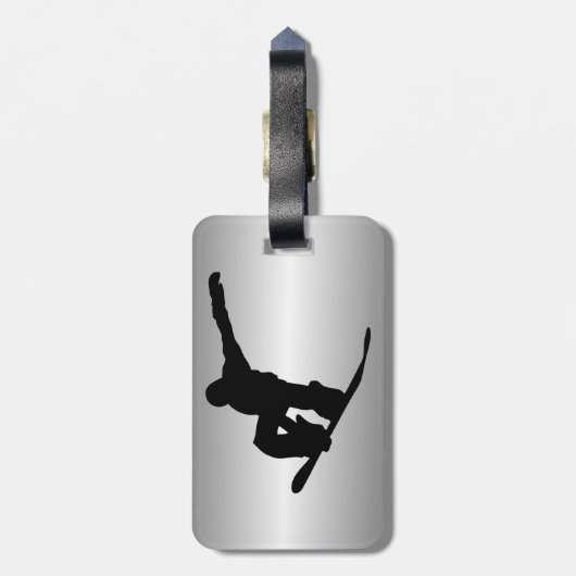 Snowboarder Personalisiert Gepäckanhänger (Rückseite vertikal)