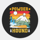 Snowboarder Powder Hound Funny Snowboarder Kinder Runder Aufkleber (Vorderseite)