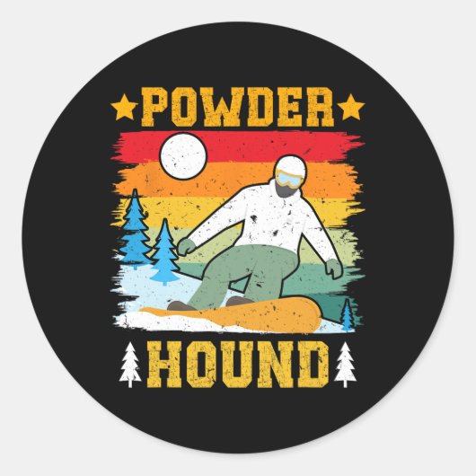 Snowboarder Powder Hound Funny Snowboarder Kinder Runder Aufkleber (Vorderseite)