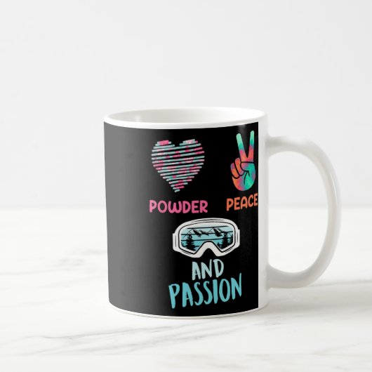 Snowboarder Powder Peace and Pion Funny Girls Kaffeetasse (Rechts)